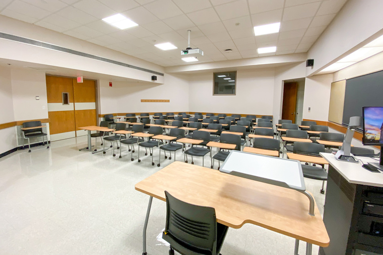 image of classroom 203 Becker Communication Studies Building