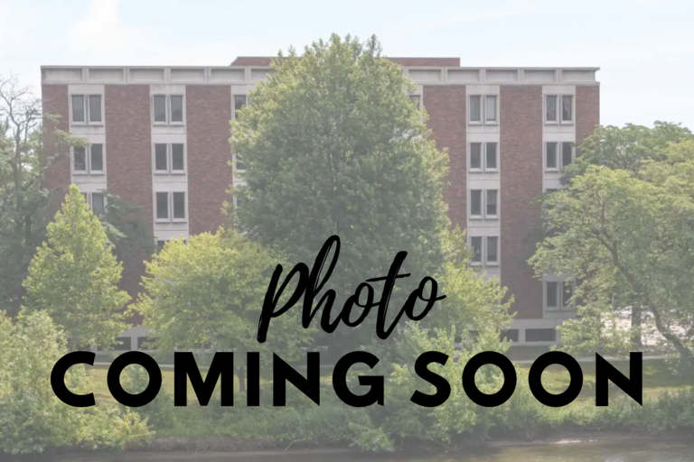 image of exterior of english philosophy building with photo coming soon written across it